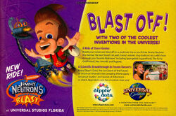 Jimmy Neutrons Nicktoon Blast ride print ad NickMag June July 2003