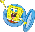 SpongeBob waving from his window