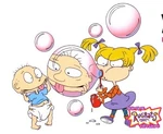 Tommy and Angelica blowing bubbles