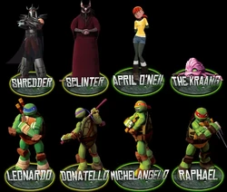 The main characters and villains in their 2012 designs.
