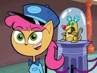 Kitty disguises as a tour guide