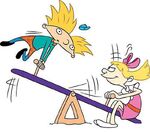 Arnold and Helga on a Sea-saw