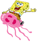 SpongeBob Riding Jellyfish