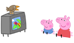 Peppa and George watching on TV