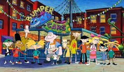 The main characters. From left to right: Sid, Gerald, Stinky, Arnold, Harold, Eugene, Brainy, Sheena, Rhonda, Helga, Phoebe and Nadine.