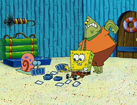 Spongebob and Gary playing cards