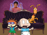 Tommy with Chuckie and Spike in a picture promoting The Haunted Hathaways.