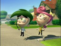 Cosmo and Wanda in Retroville, as seen in the Jimmy Timmy Power Hour trilogy.