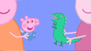 George first receiving Mr. Dinosaur when he was very young (seen during a flashback in "The Olden Days")