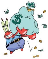 Mr. Krabs with money stock image