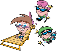 Timmy, Cosmo and Wanda in beach wear