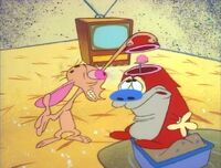 Ren examining Stimpy's brain