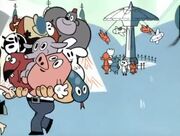 Stimpy's cameo in My Life as a Teenage Robot.