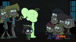 Luan glows in the dark after eating Lisa's "Gloweo" cookie prototype.