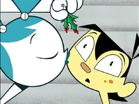 Jenny kissing Sheldon.