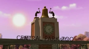 Torre del reloj en la entrada del zoológico.