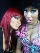 Rihanna and Nicki on the set of the music video for "Fly"