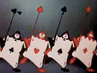 queen of hearts card soldiers