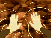 Katara heals her hands