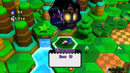 Sonic sleeping in the overworld, before the level begins.