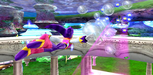 NiGHTS chasing a Goodle in Aqua Garden.