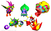 Examples of third level Nightmarens. From left to right: , , ,  and .