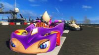 NiGHTS as a car in Sonic & All-Stars Racing Transformed.