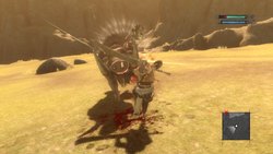 Nier being attacked by a boar.