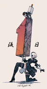 Countdown Artwork Featuring 2B and Pod 042 by Akihiko Yoshida