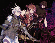 Artwork of Replicant Nier with the protagonists of Drakengard.