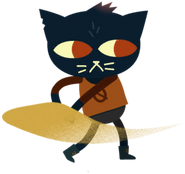 Mae swinging her bat