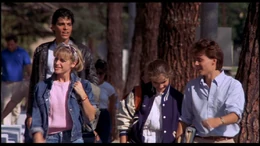 Glen walking to school with Nancy, Rod, and Tina.