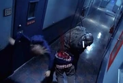 Jason kill Freeburg by slice him in half