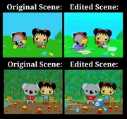 A comparision showing the original versions and edited versions of both scenes.
