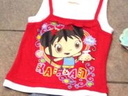 Ni Hao Kai Lan 2PC Shorts Outfit Shirt Top Red Blue Denim 2T 3T (2)