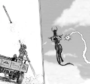 Saruwatari Manabu fired the homing missile from the Type 91 SAM and it flew straight for the Demon Lord Nosgorath.