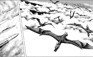 The ship-to-air missiles flew to aim the target of 350 wyverns in the sky.