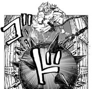 Blue Orge rammed the gate by his heavy iron ball with spikes on a chain.