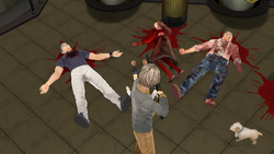 Eric kills everyone and himself with a shotgun.