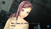 Akane listening to Junpei talk about women's nipples.