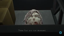 Junpei's decapitated head in the pantry freezer.