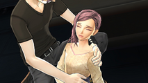 Junpei holding a poisoned Akane.