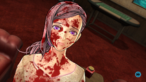 Akane covered in Junpei and Carlos' blood.