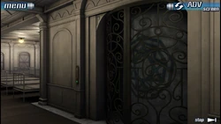 The elevator inside the large hospital room.