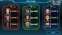 Status screen showing who is alive and deceased.