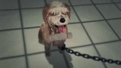 Gab chained to the floor in the Quantum Computer Dome.