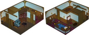 Concept art for the 2nd Class Cabin.