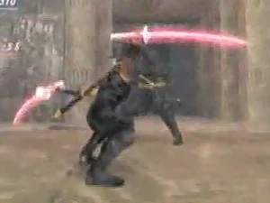 The Kitetsu is capable of being split into a pair of twin swords as shown during a running attack