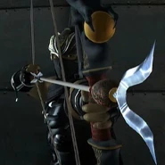 Up close view of the two-pronged arrow head used for tearing flesh