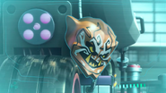 The Oni Mask of Deception on the back of Killow's Oni Chopper.